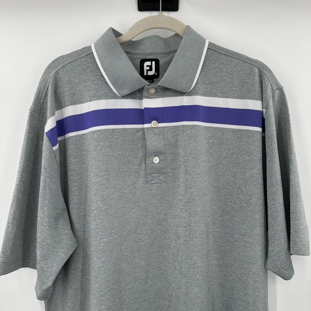 FootJoy FJ Gray Purple Striped Golf Polo‎ Shirt Size XL